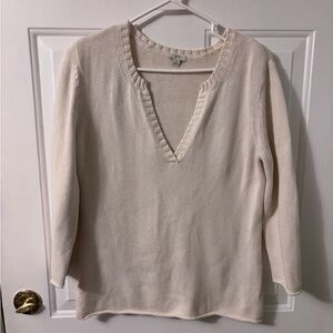 J. Jill Cream V-Neck Sweater. 3/4 sleeve size Small